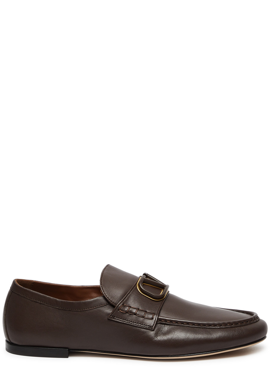 Valentino Garavani VLogo Leather Loafers - Brown - 40 (IT40 / UK6)