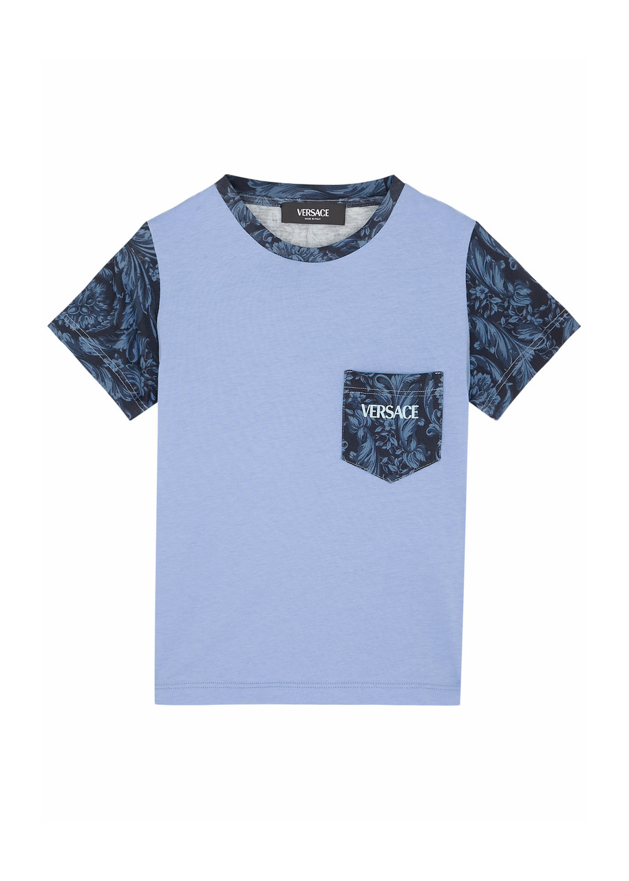 Versace Kids Printed Logo Cotton T-shirt (4-6 Years) - Blue - 04YR (4 Years)