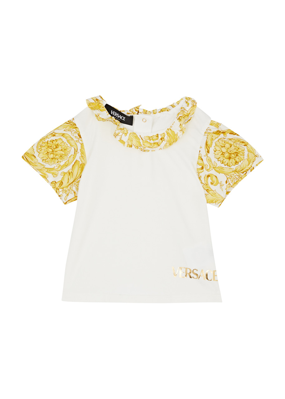 Versace Kids Printed Logo Stretch-cotton T-shirt - White - 12/18M (12 Months)