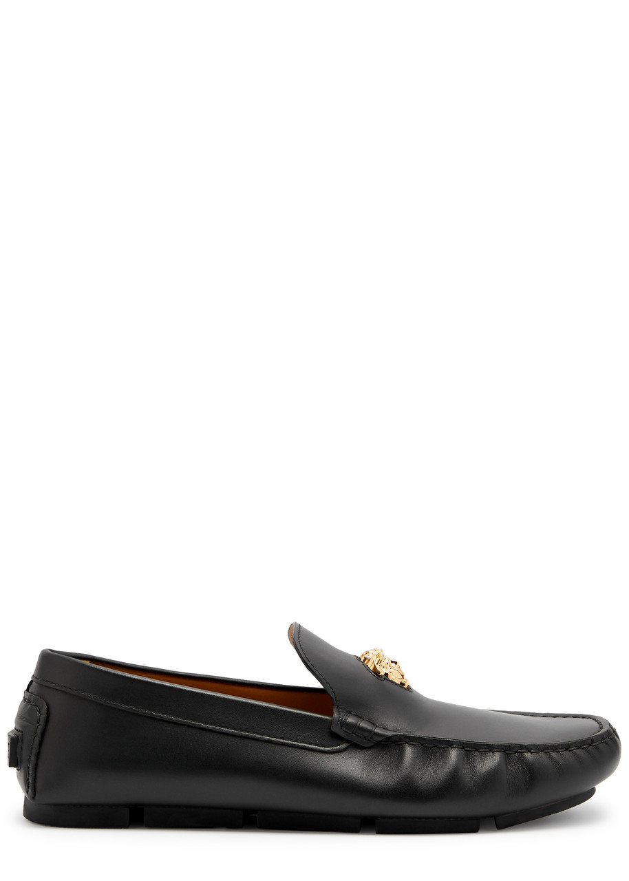 Versace La Medusa Driver Leather Loafers - Black - 44 (IT44 / UK10)