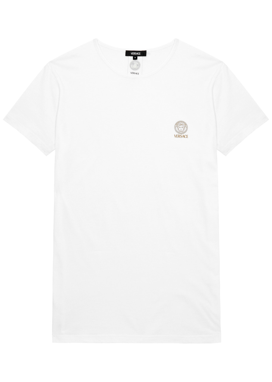 Versace Logo-print Stretch-cotton T-shirt - White