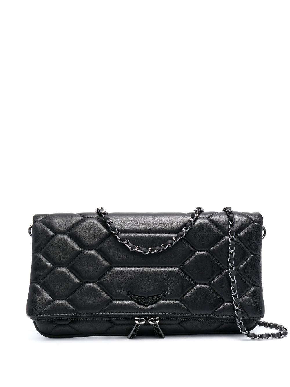 Zadig&Voltaire Rock Xl Mat Scale quilted leather clutch bag - Black