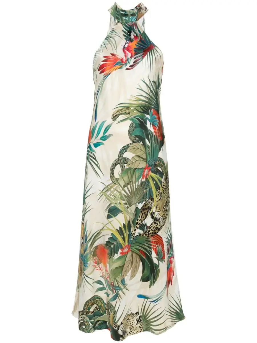 Roberto Cavalli Jungle-print silk midi dress £1,358