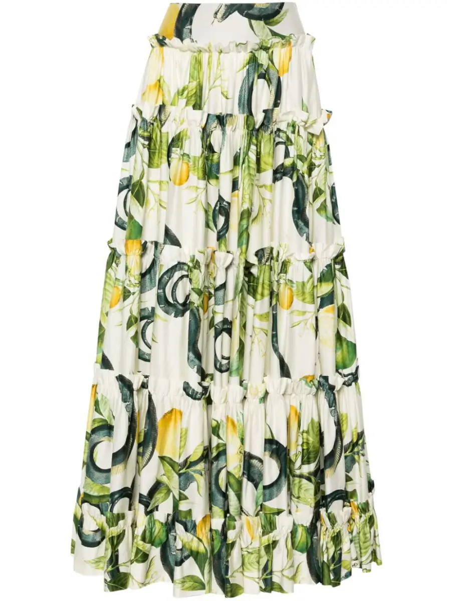 Roberto Cavalli Lemon-print maxi full skirt £2,967