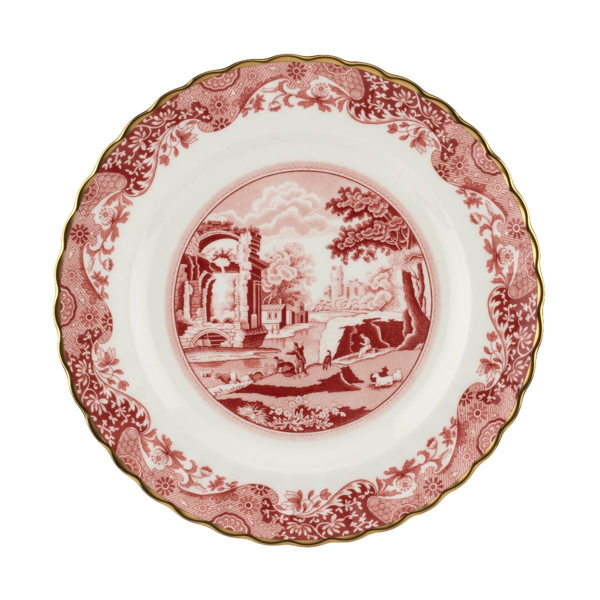 1770 Italian Dinner Plate, Cranberry, Fine Bone China, Spode