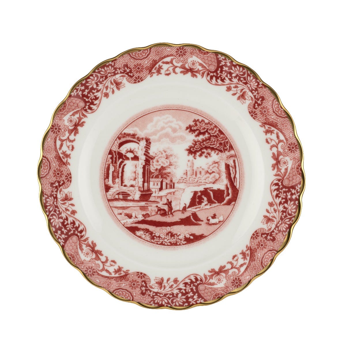 1770 Italian Plate, Cranberry, Fine Bone China, Spode