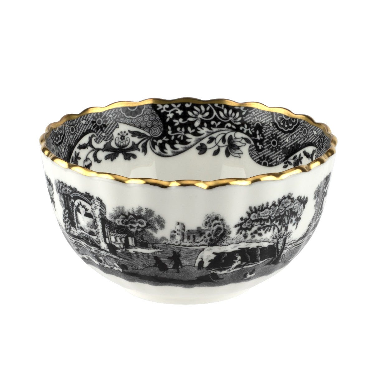 1770 Italian Sugar Bowl in Black, Fine Bone China, Spode