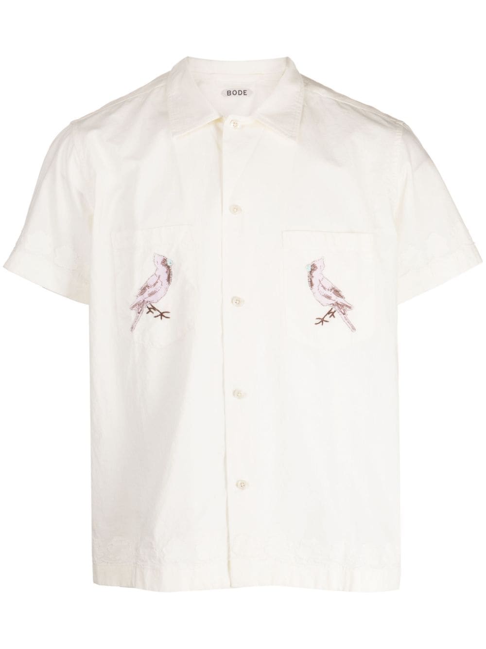 BODE embroidered short-sleeve shirt - White