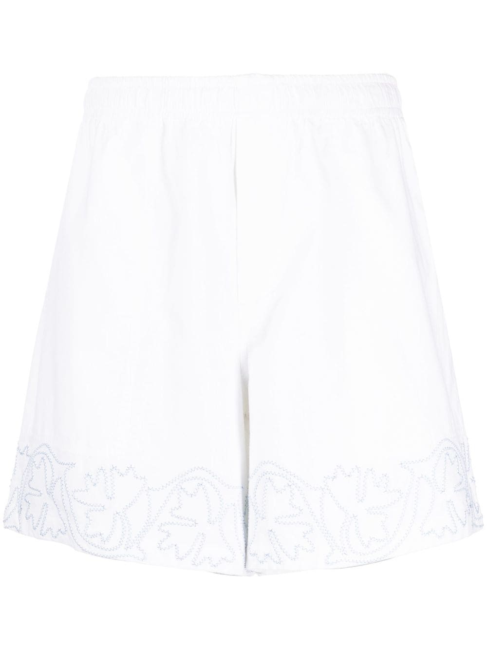 BODE floral-embroidered cotton shorts - White