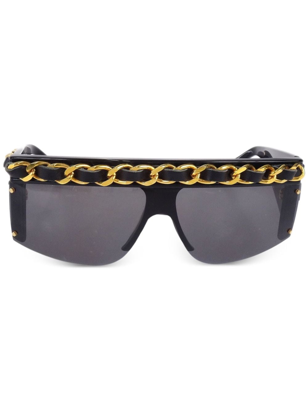 CHANEL Pre-Owned 1980s-1990s chain shield sunglasses - Black