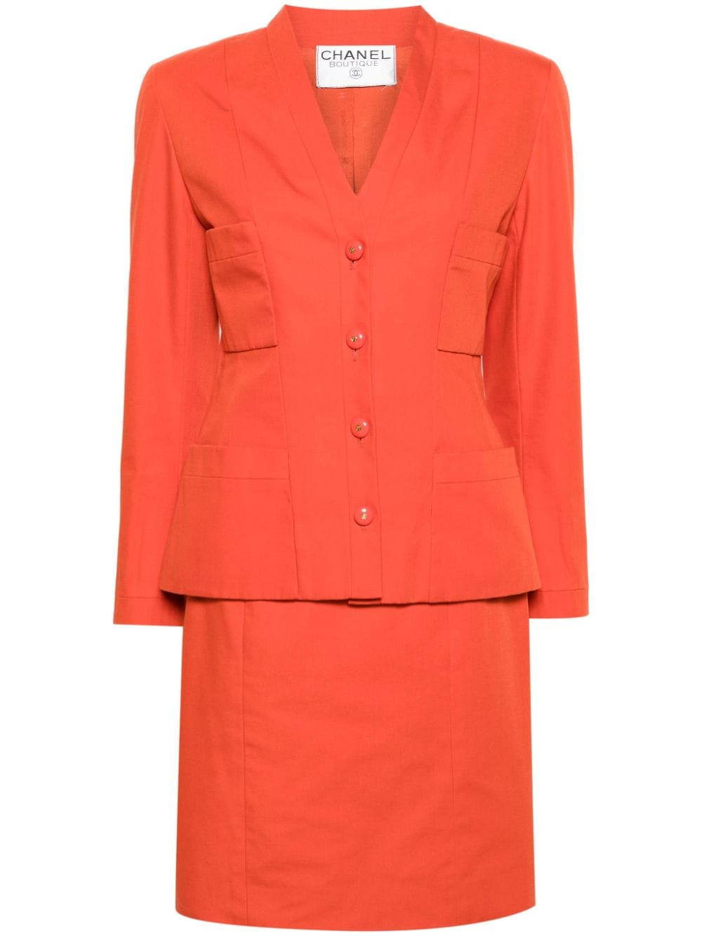 CHANEL Pre-Owned 1990s canvas skirt suit - Orange