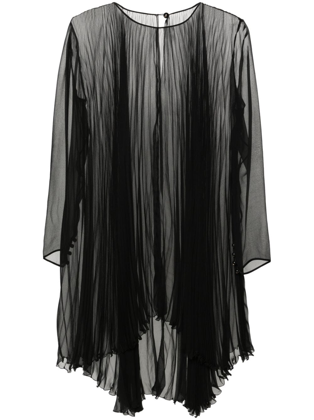 CHANEL Pre-Owned 1990s pleated chiffon blouse - Black