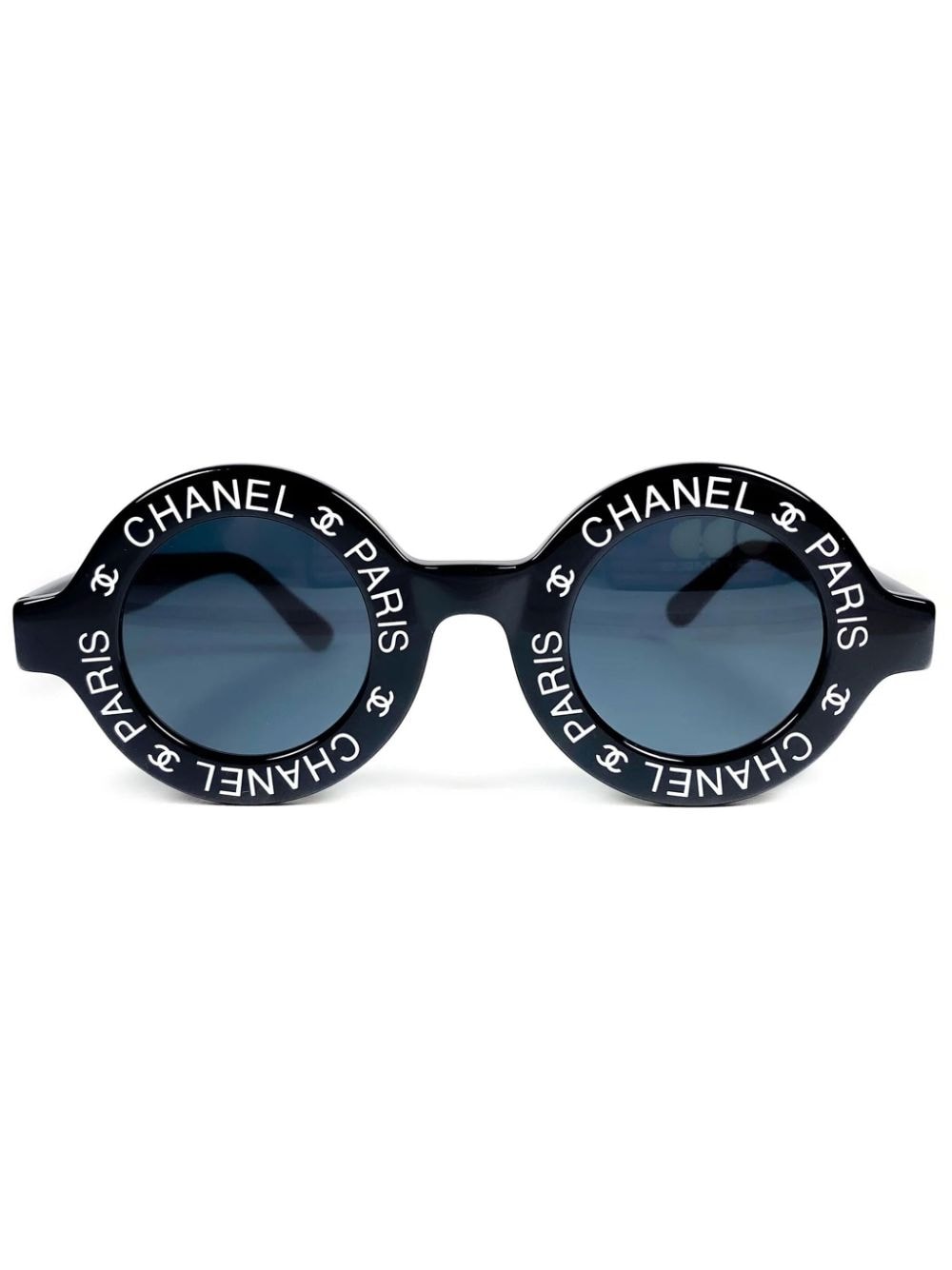 CHANEL Pre-Owned 1993 logo-print round-fame sunglasses - Black