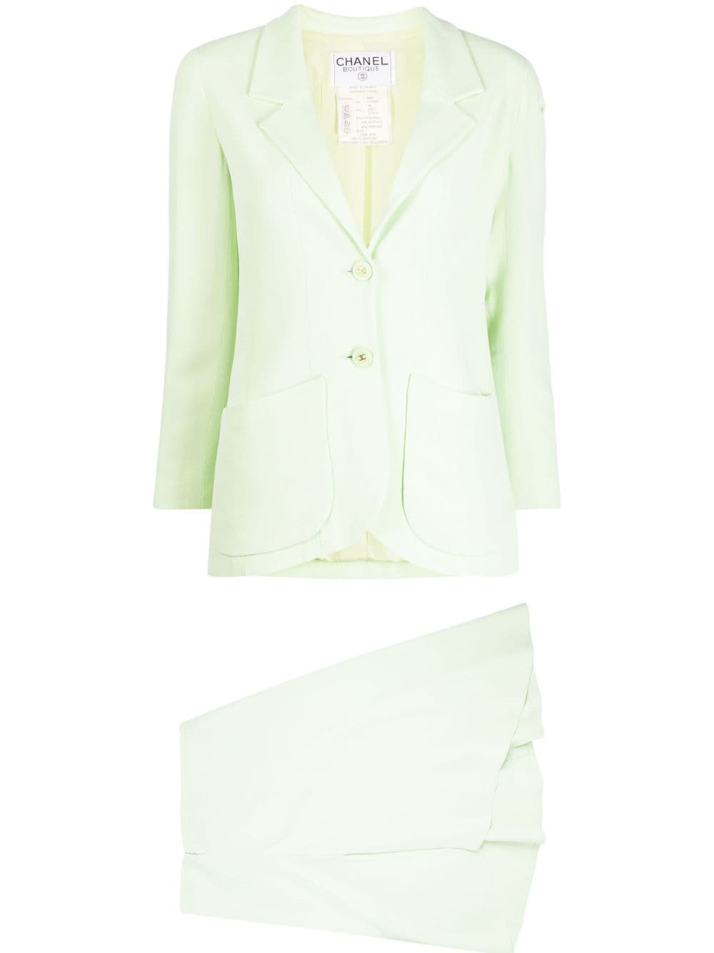 CHANEL Pre-Owned 1994 single-breasted skirt suit - Green