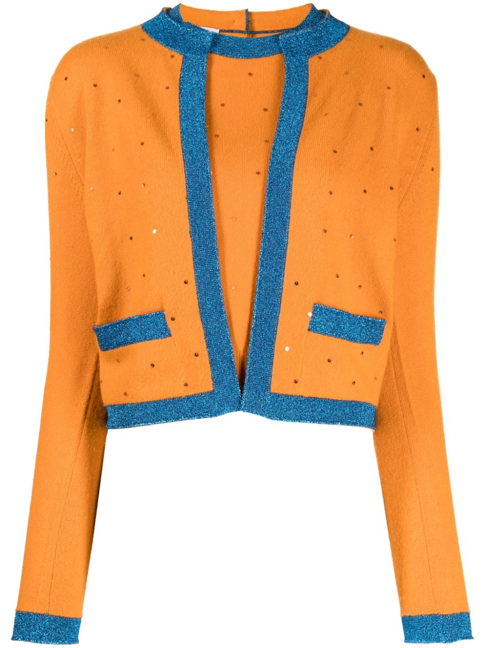 CHANEL Pre-Owned 1996 sequinned knitted top and cardigan set - Orange