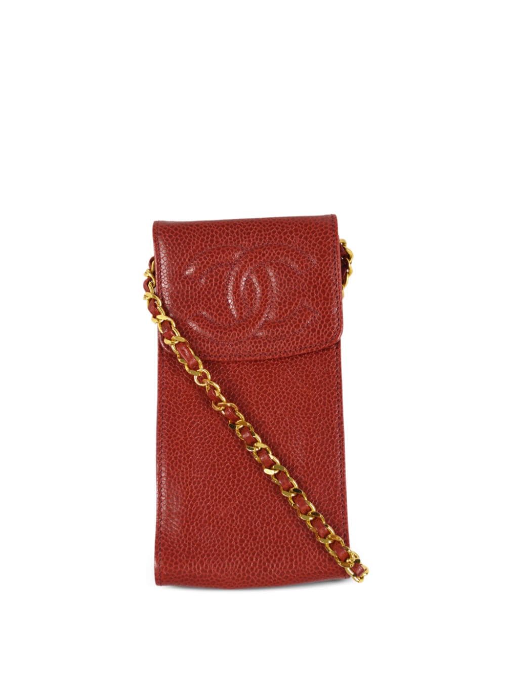CHANEL Pre-Owned 1997 CC stitch sunglasses case shoulder bag - Red