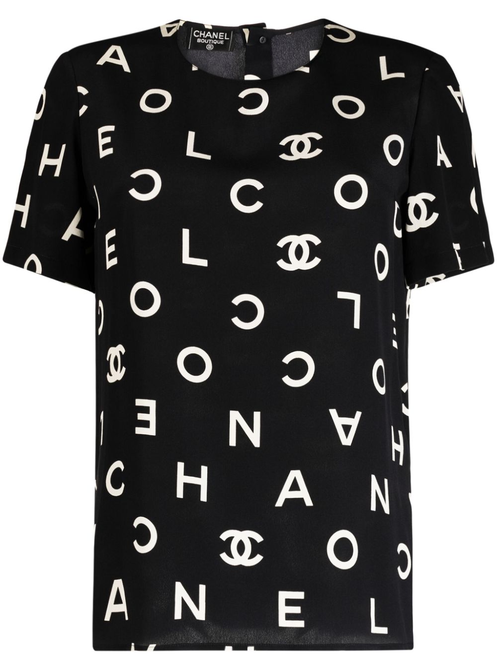 CHANEL Pre-Owned 1997 Coco-print silk blouse - Black
