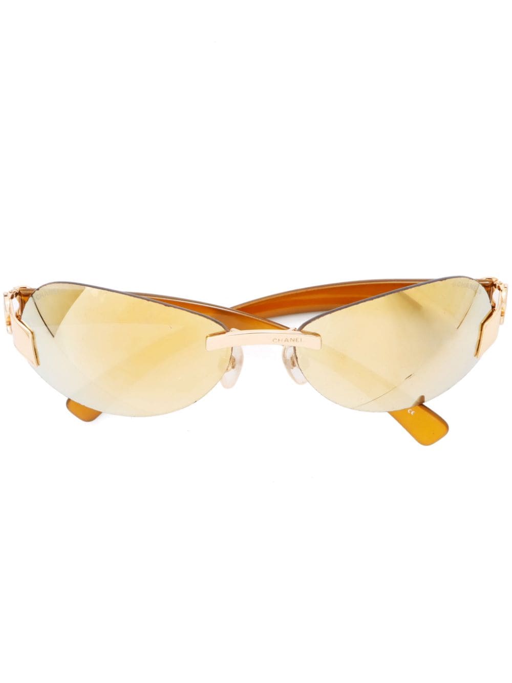 CHANEL Pre-Owned 2000 CC oval-frame sunglasses - Yellow