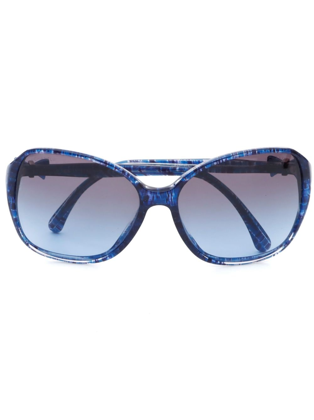 CHANEL Pre-Owned 2000s CC bow-detail oversize-frame sunglasses - Blue