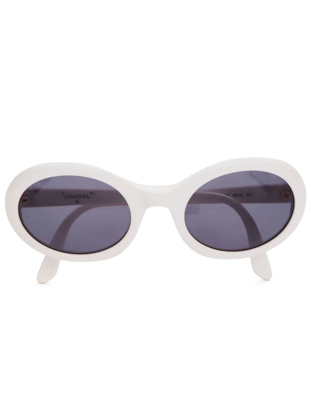 CHANEL Pre-Owned 2000s CC oval-frame sunglasses - White