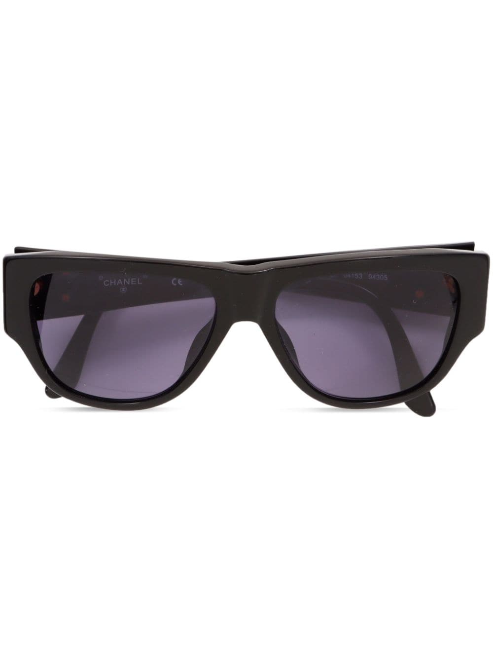 CHANEL Pre-Owned 2000s CC plaque shield sunglasses - Black