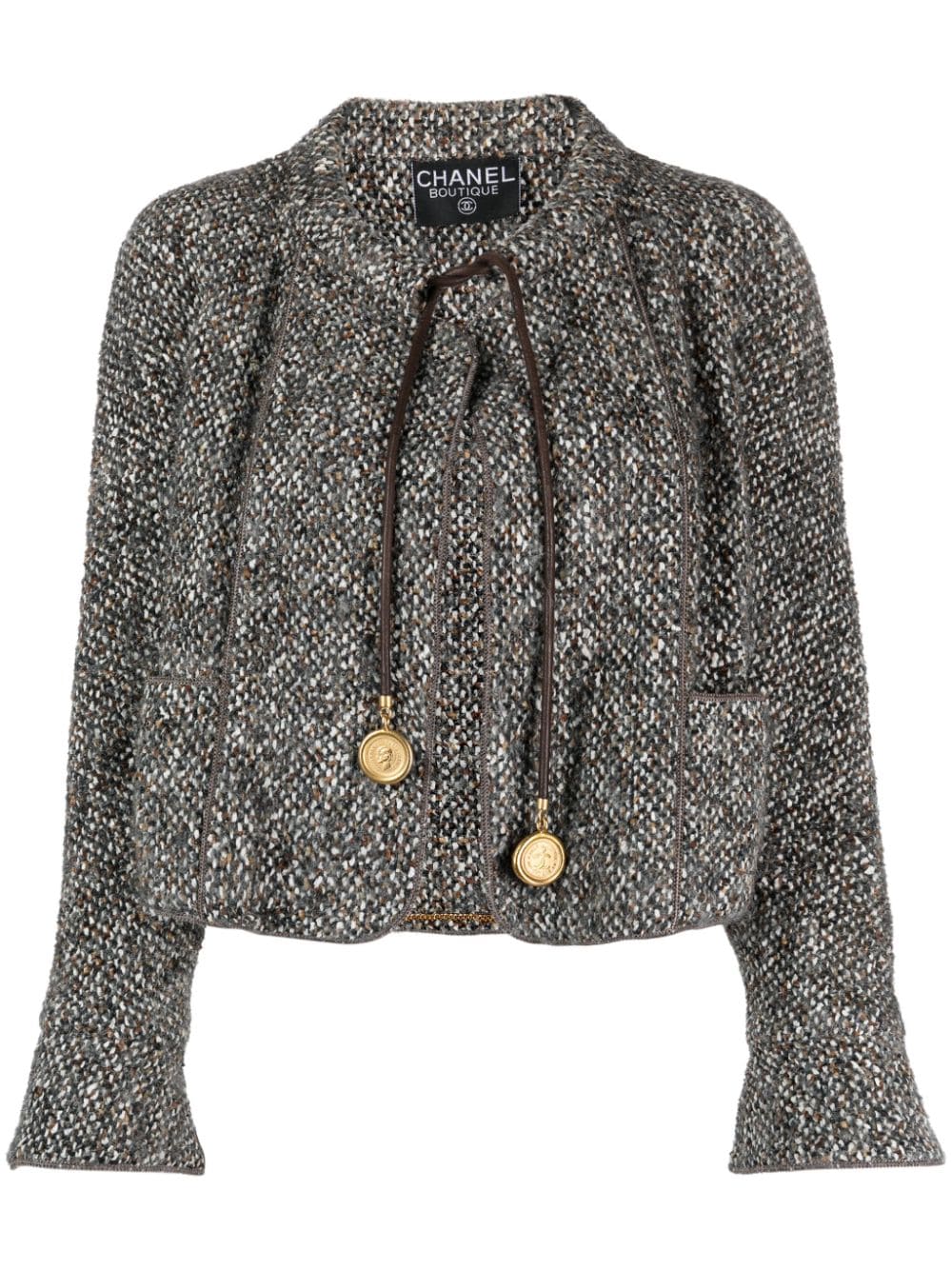 CHANEL Pre-Owned 2000s cropped bouclé jacket - Brown