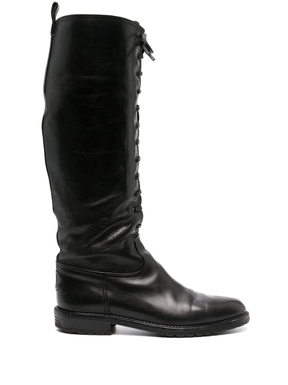 CHANEL Pre-Owned 2000s lace-up knee-high boots - Black