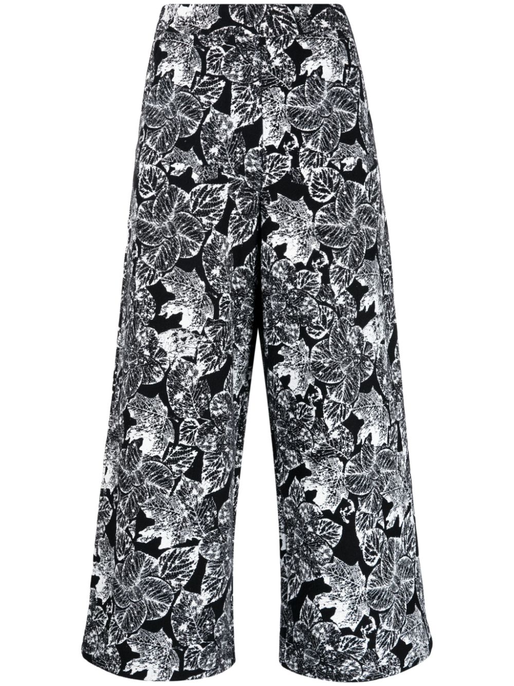 CHANEL Pre-Owned 2000s leaf-print wide-leg trousers - Black
