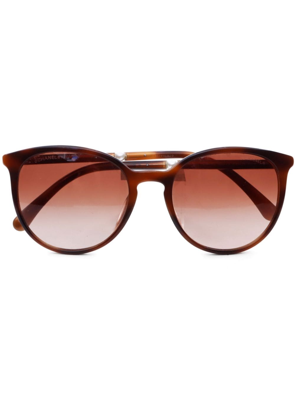 CHANEL Pre-Owned 2000s tortoiseshell-effect round-frame sunglasses - Brown