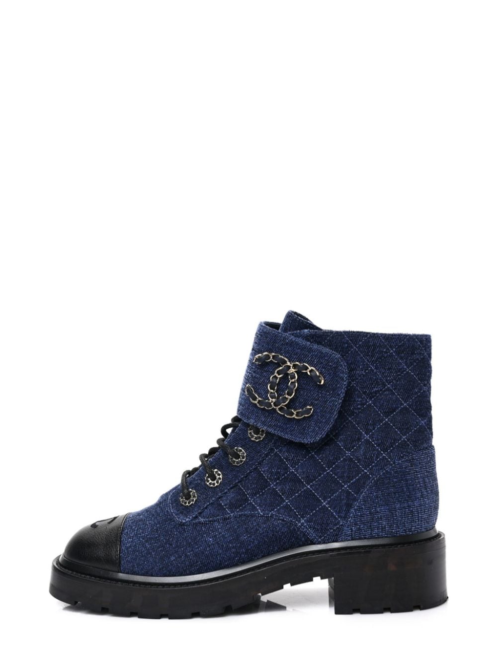 CHANEL Pre-Owned CC denim lace-up boots - Blue