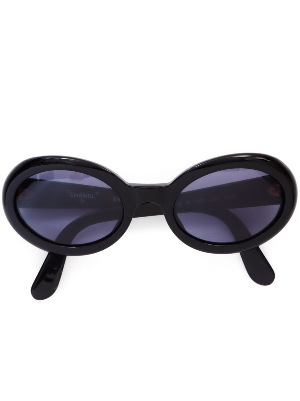 CHANEL Pre-Owned CC oval-framed sunglasses - Black