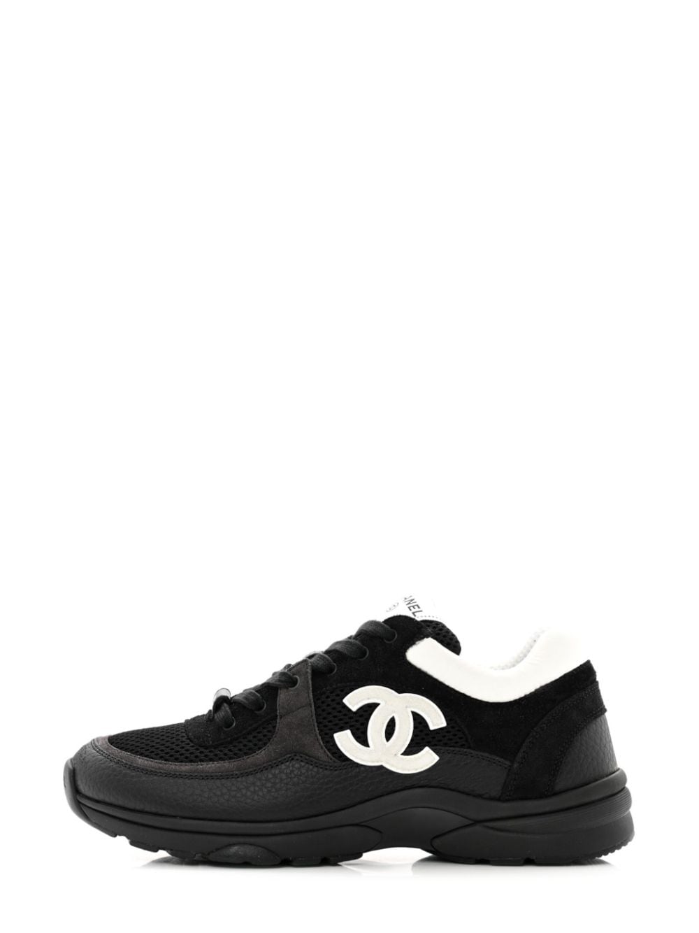 CHANEL Pre-Owned CC panelled leather sneakers - Black