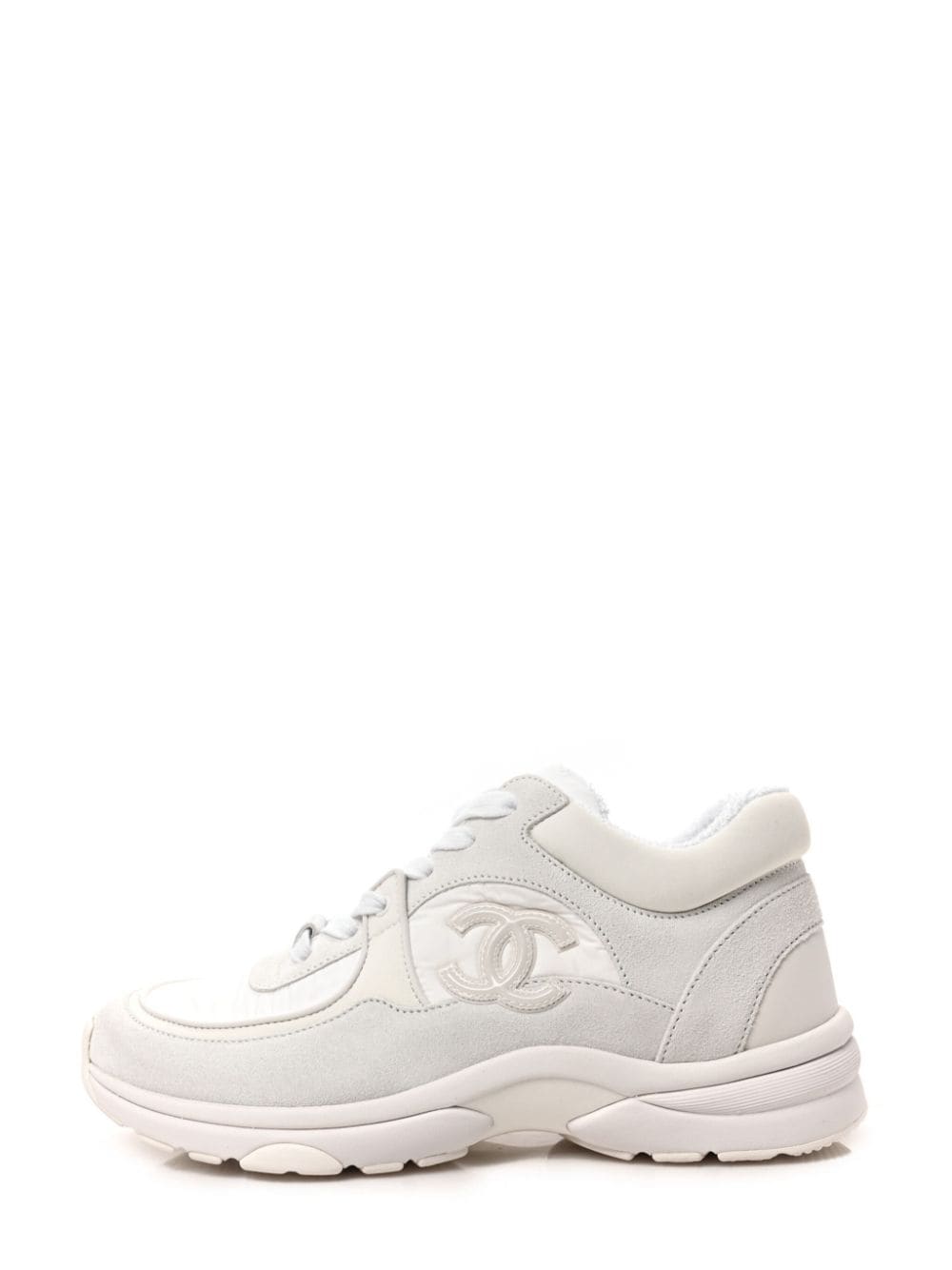 CHANEL Pre-Owned CC suede panelled sneakers - White