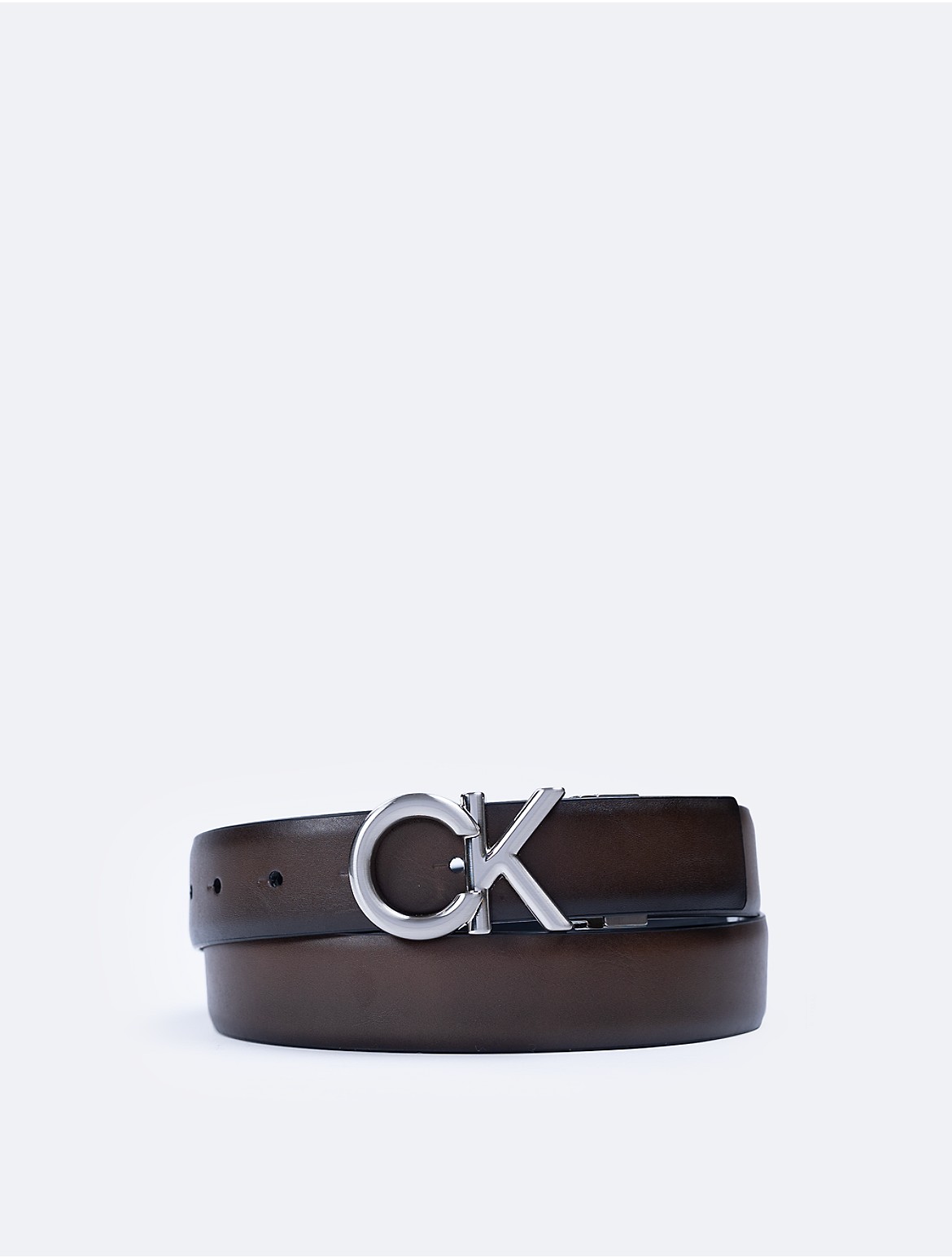 Calvin Klein Men's CK Logo Plaque Reversible Dress Belt - Black - S