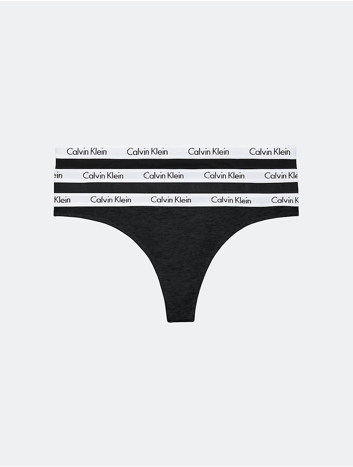 Calvin Klein Women's Carousel Logo Cotton 3-Pack Thong - Black - XS