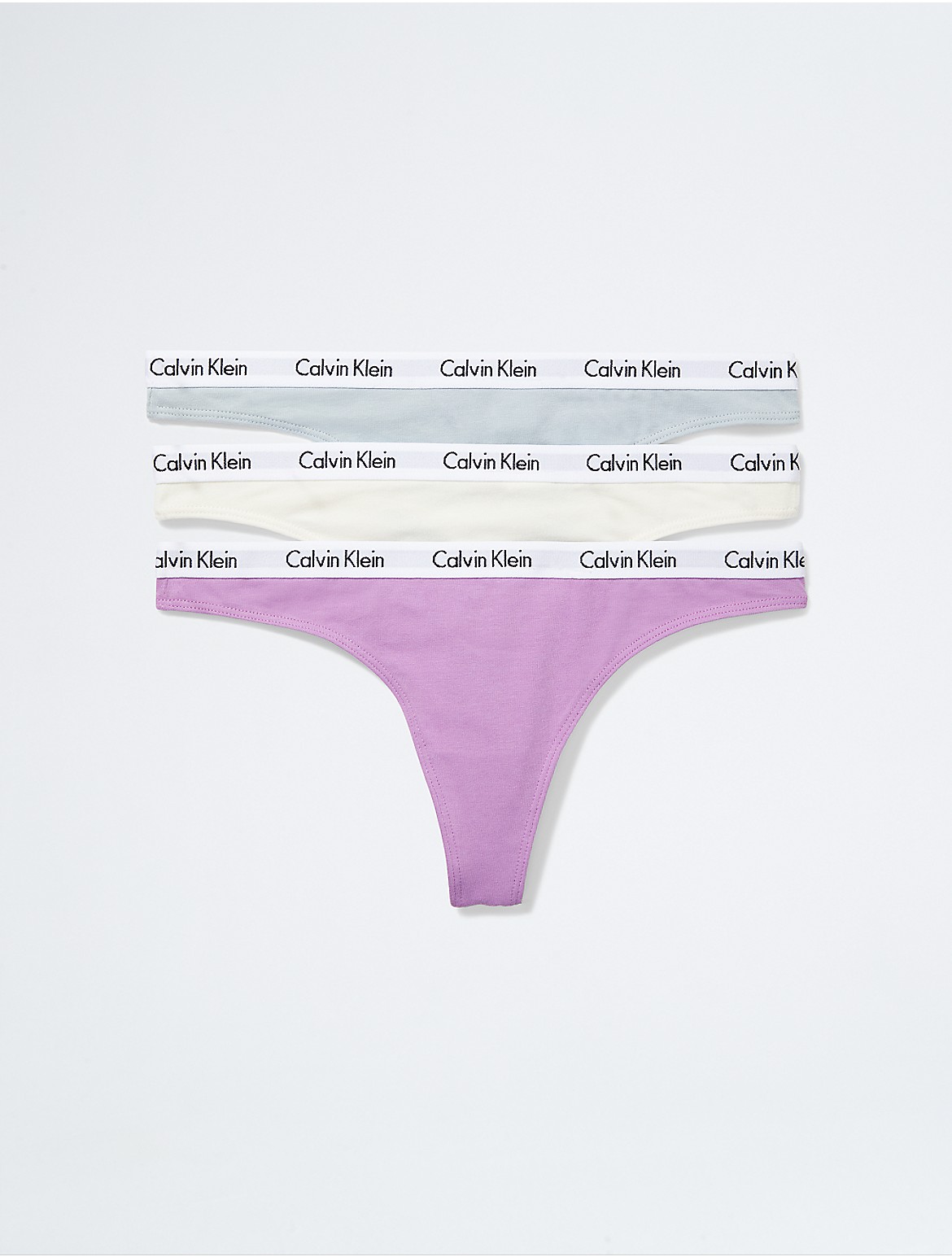 Calvin Klein Women's Carousel Logo Cotton 3-Pack Thong - Multi - XL
