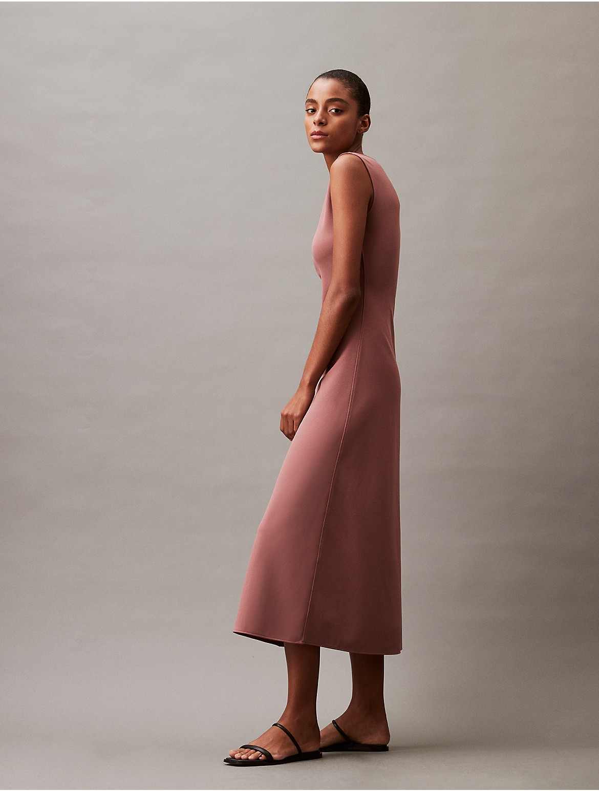 Calvin Klein Women's Compact Stretch Crepe Midi Dress - Pink - XS