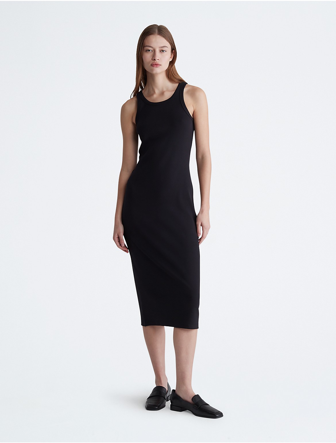 Calvin Klein Women's Cotton Contour Rib Tank Dress - Black - XS