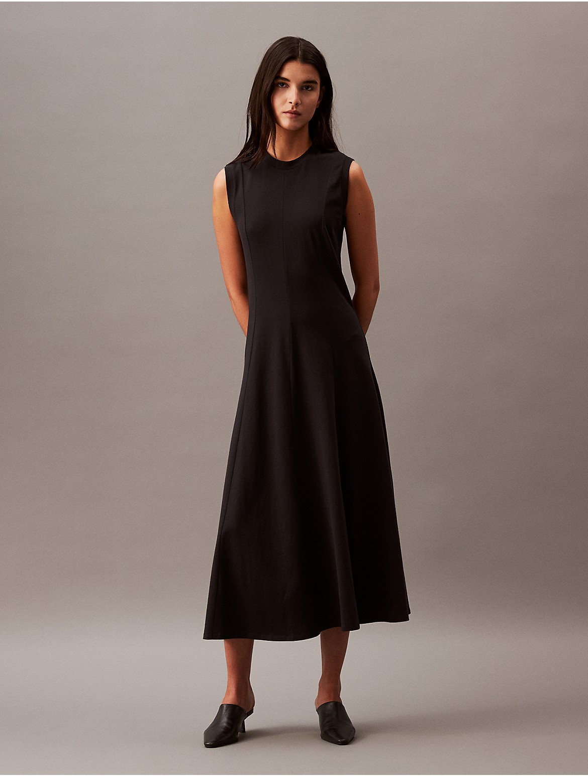 Calvin Klein Women's Cotton Jersey A-Line Midi Dress - Black - XS