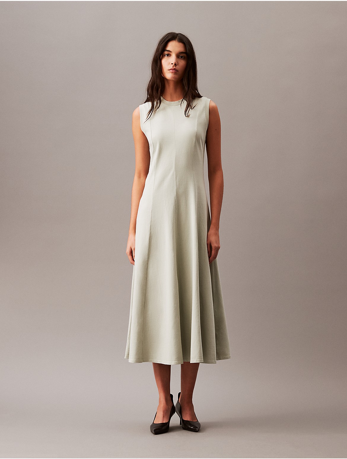 Calvin Klein Women's Cotton Jersey A-Line Midi Dress - Green - XS