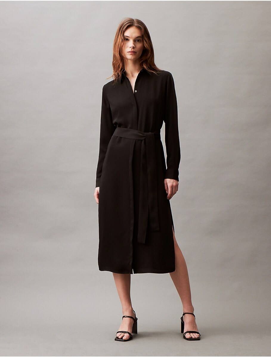 Calvin Klein Women's Flowing Midi Shirt Dress - Black - XS