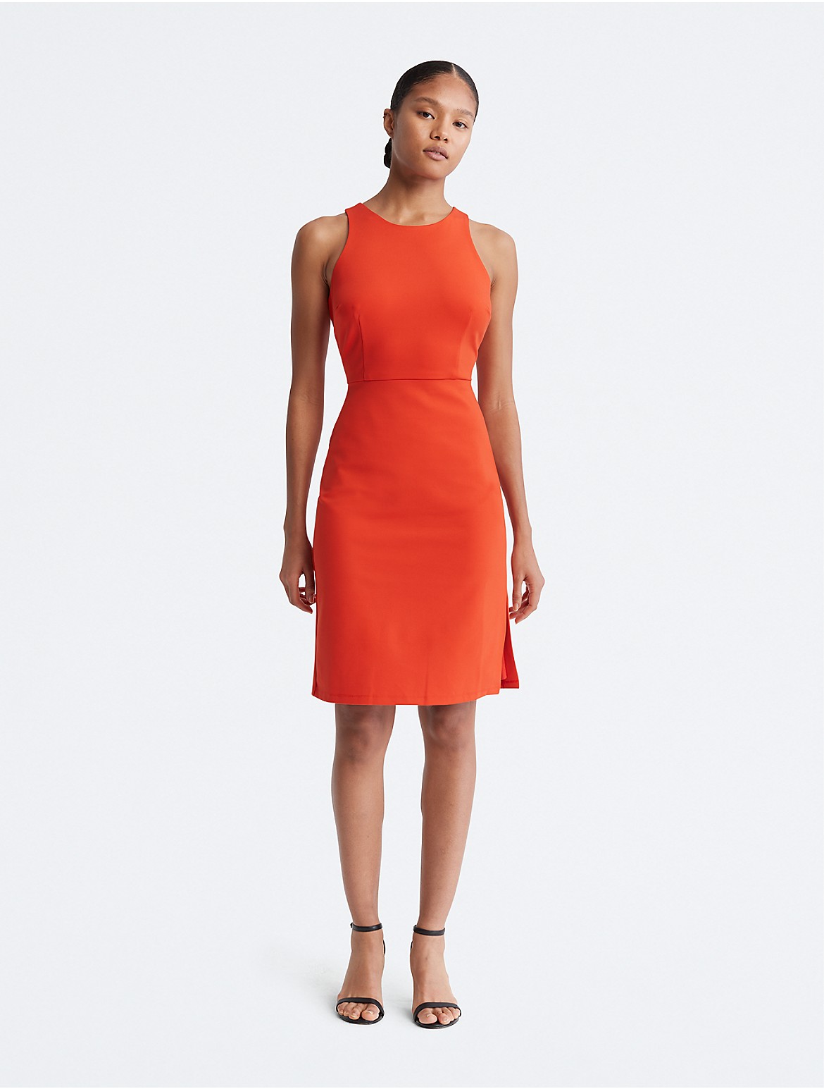 Calvin Klein Women's Halter Sheath Dress - Orange - 14