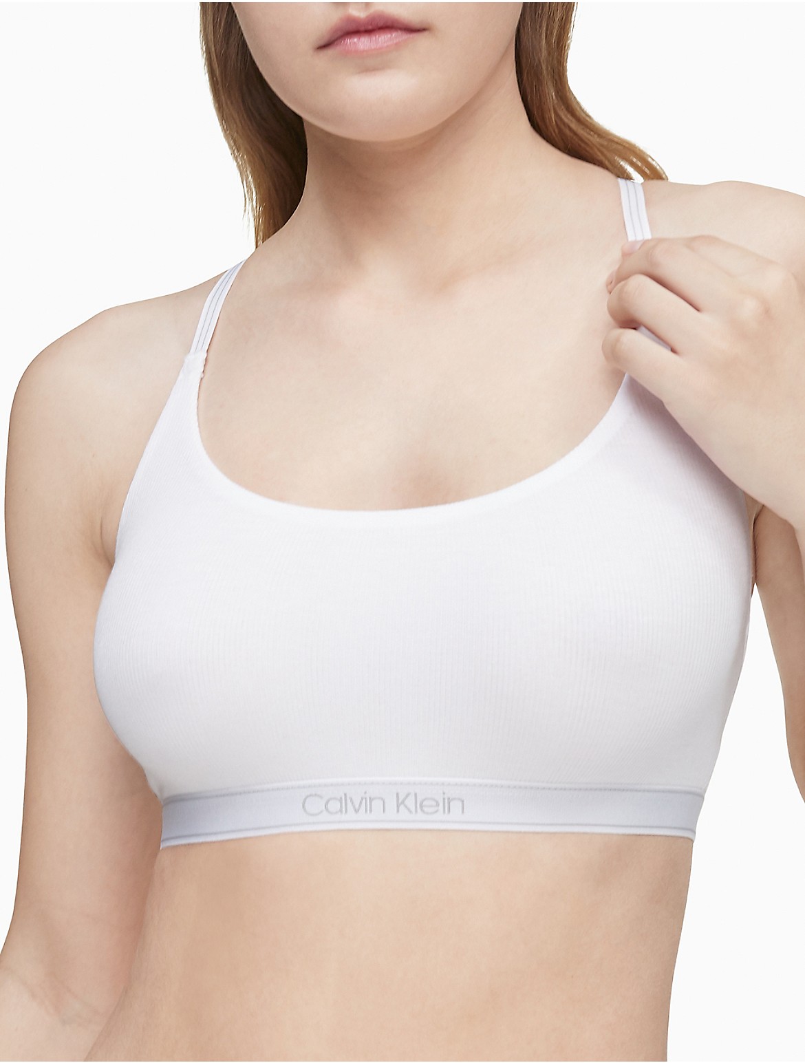 Calvin Klein Women's Pure Ribbed Unlined Bralette - White - XL