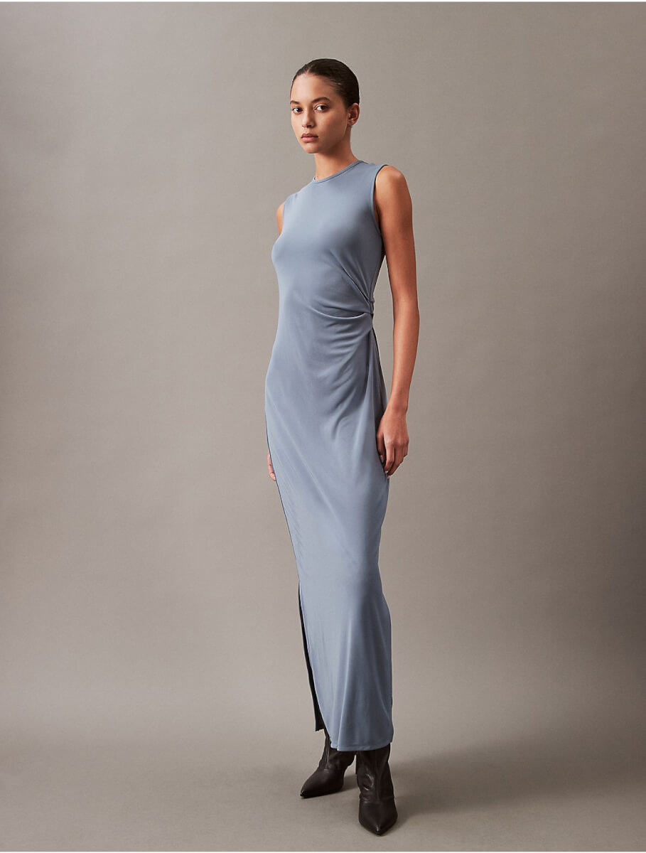 Calvin Klein Women's Refined Jersey Gathered Dress - Grey - XS
