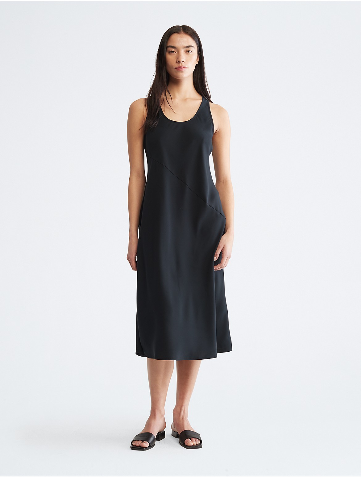Calvin Klein Women's Scoopneck Midi Tank Dress - Black - S