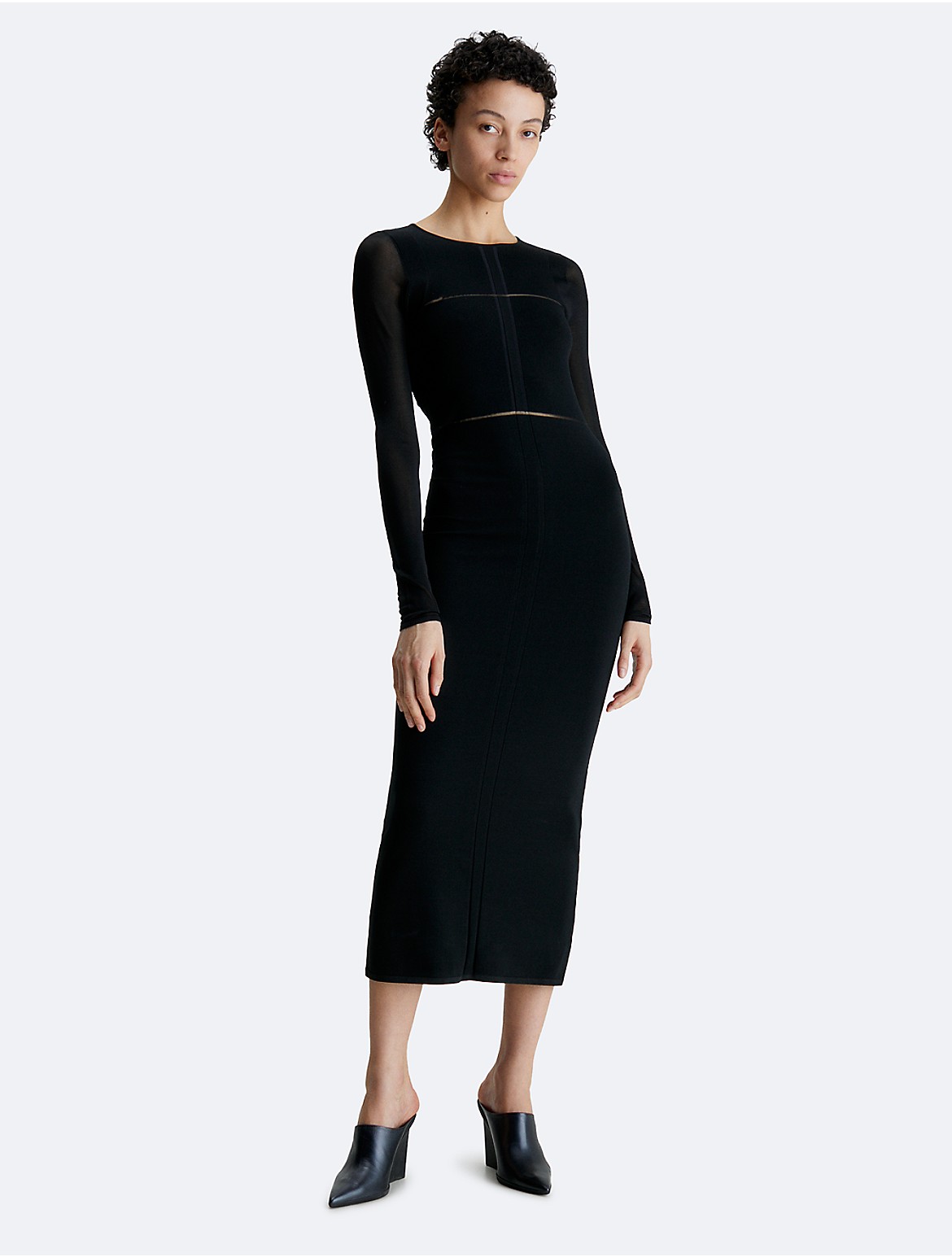 Calvin Klein Women's Sheer Cut Out Back Maxi Dress - Black - XS