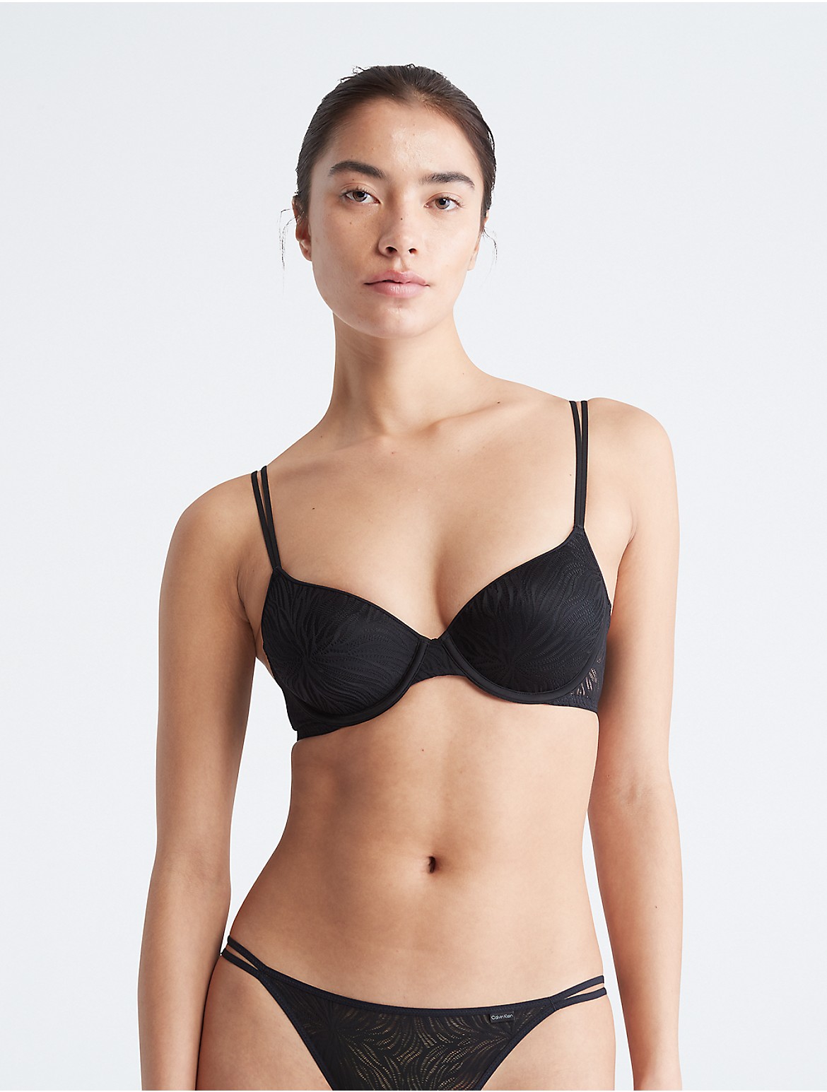 Calvin Klein Women's Sheer Marquisette Lace Lightly Lined Demi Bra - Black - 34A