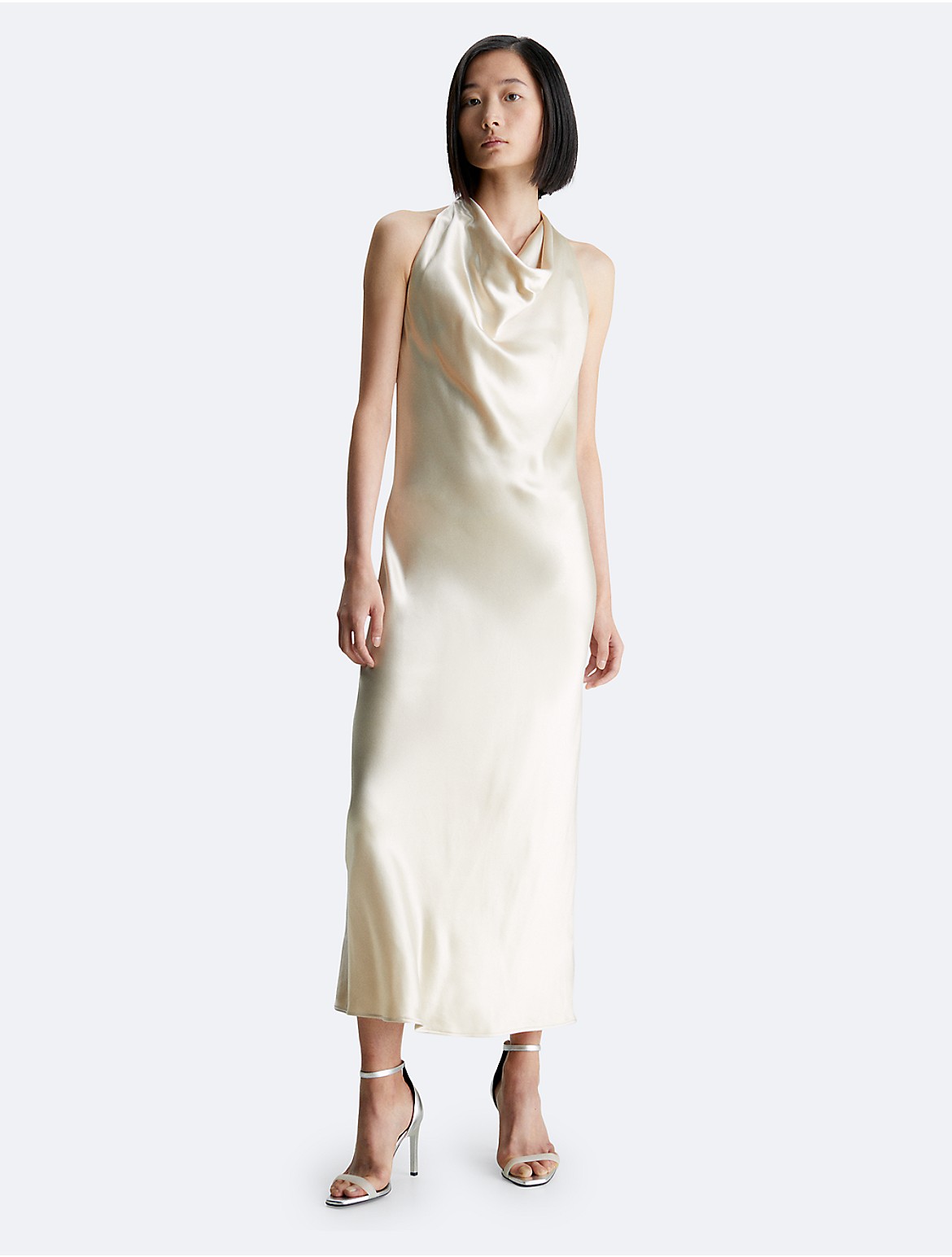 Calvin Klein Women's Shine Halterneck Maxi Dress - Neutral - 32