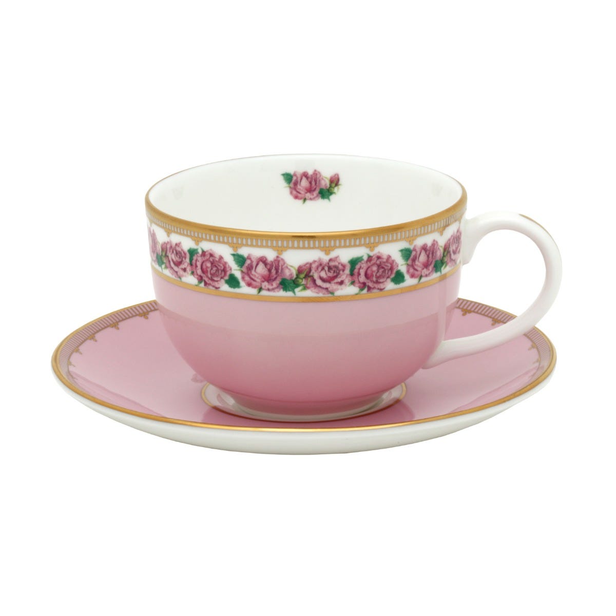 Castle of Mey Floral Rose Teacup & Saucer in Pink, Halcyon Days