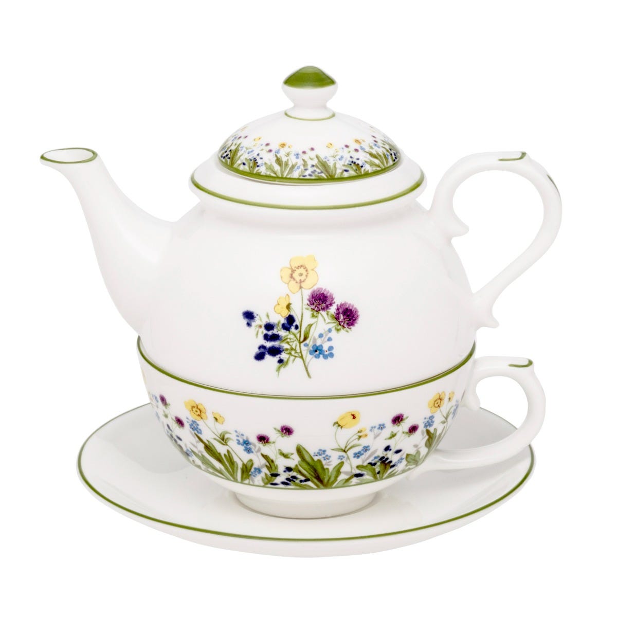 Halcyon Days Wildflower Tea for One Teapot, Fine Bone China, Highgrove